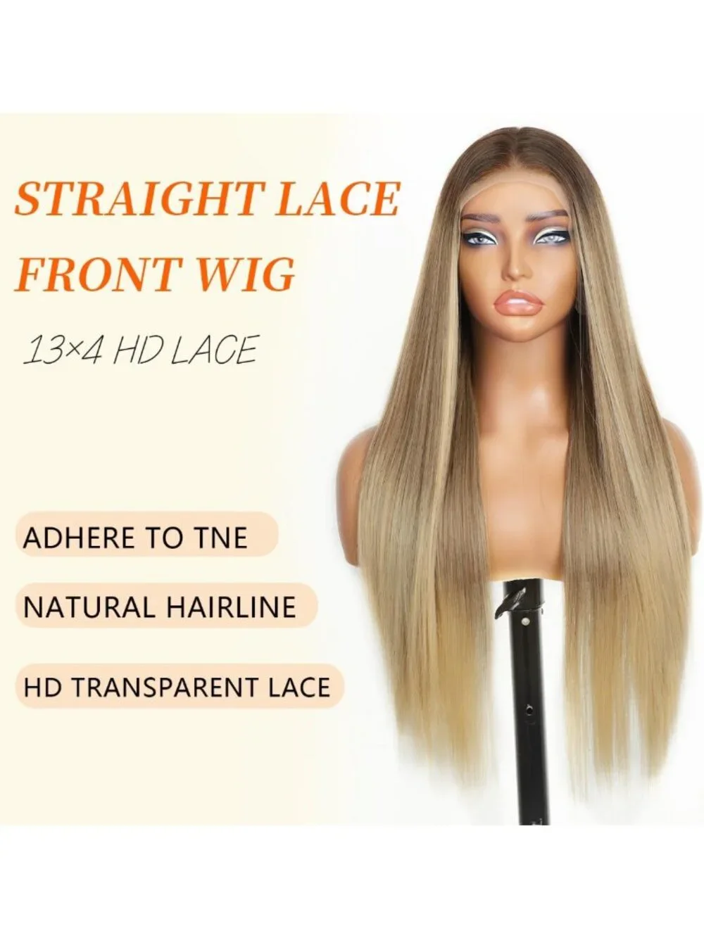 Blonde 28-Inch Straight Synthetic Lace Front Wig for Women - Natural Look